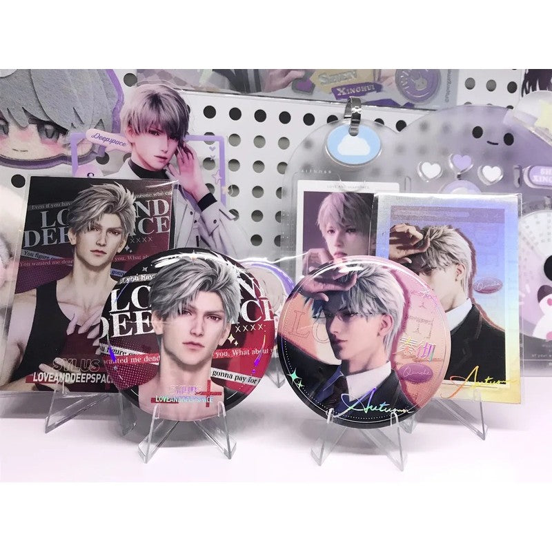 Love and Deepspace Blind Box Badge & Card Set Otome Game Pin Badge Mystery Box – 10 Packs Box (Includes Bonus PVC Cards)