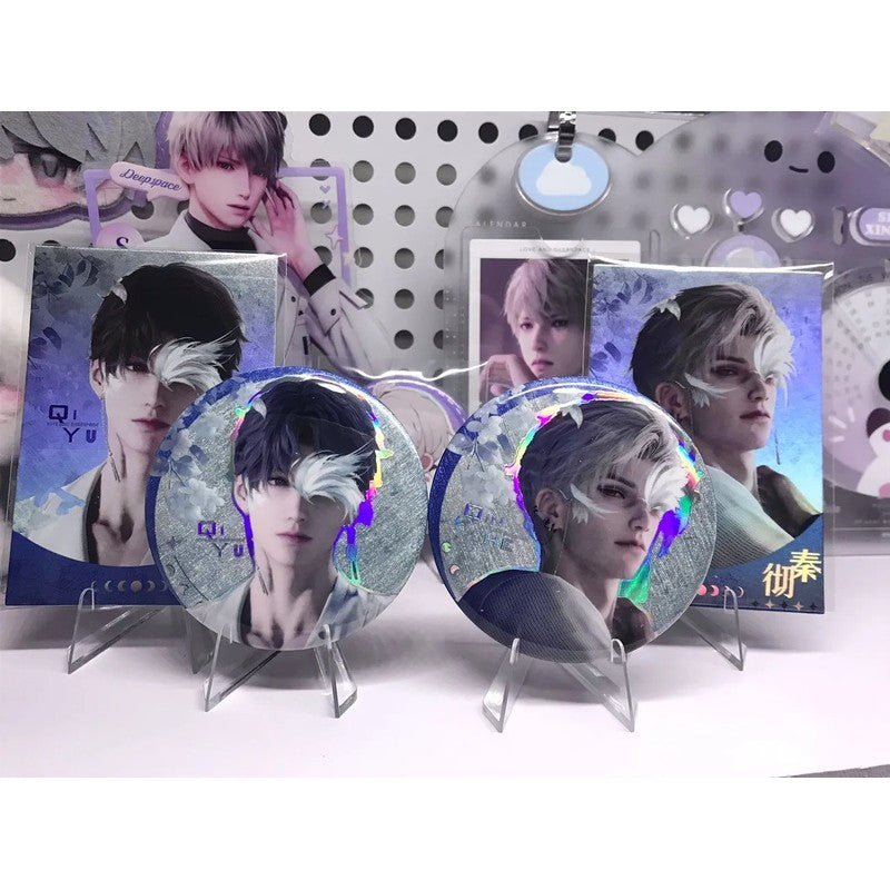 Love and Deepspace Blind Box Badge & Card Set Otome Game Pin Badge Mystery Box – 10 Packs Box (Includes Bonus PVC Cards)