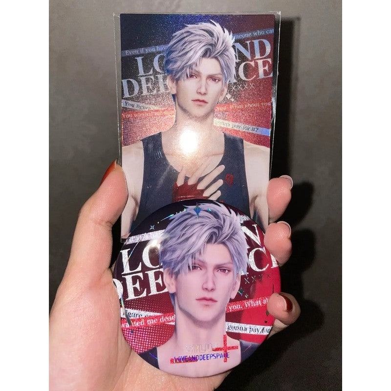 Love and Deepspace Blind Box Badge & Card Set Otome Game Pin Badge Mystery Box – 10 Packs Box (Includes Bonus PVC Cards)