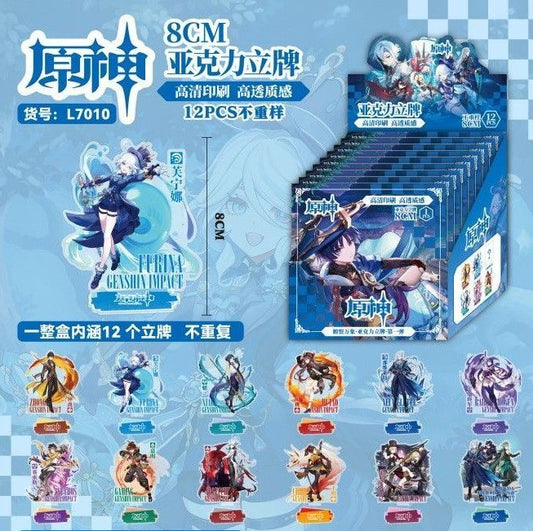 Genshin Impact Blind Box Acrylic Rotating Standee – 8cm Desk Display Figures | Full Box of 15